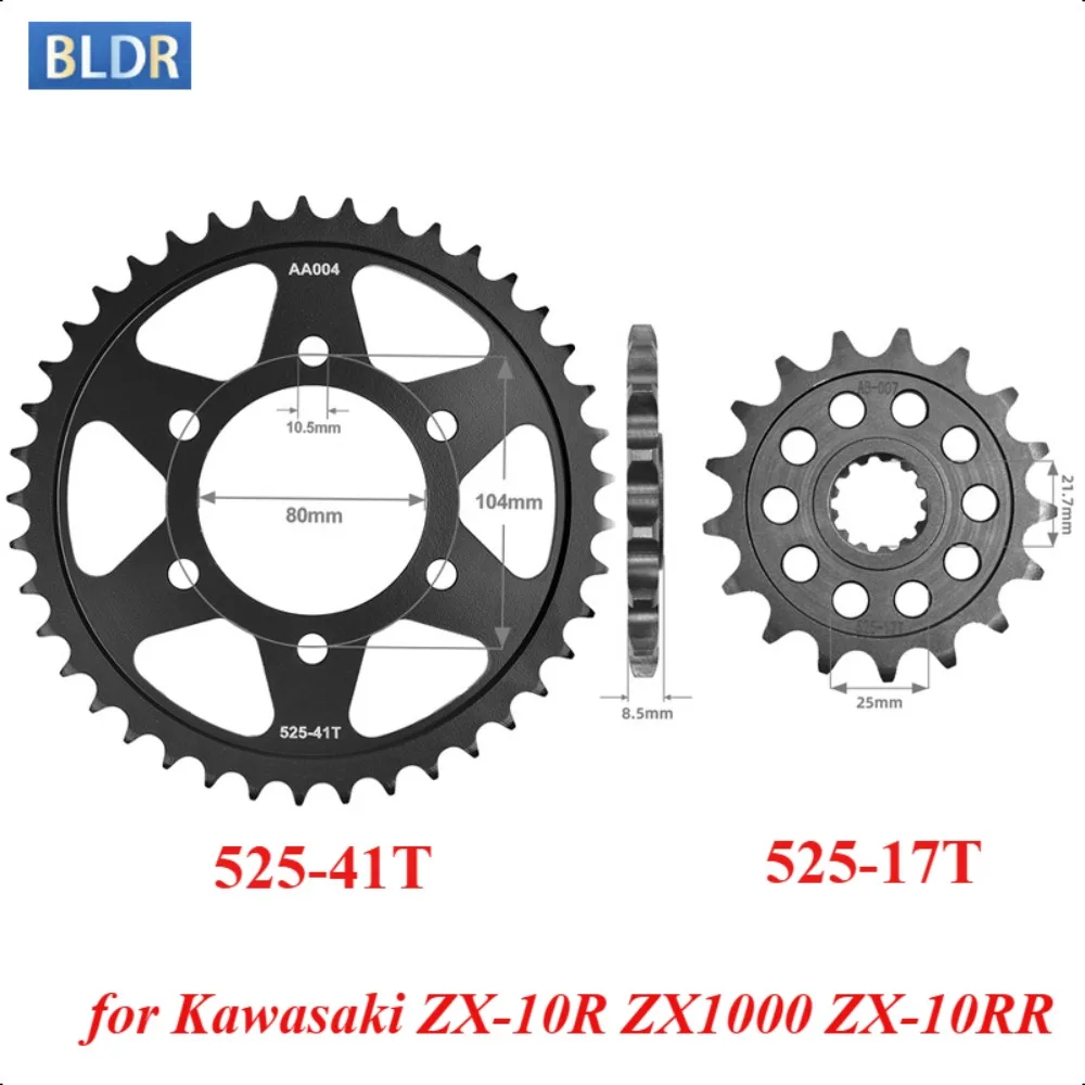 

ZX 10R 525 17T 41T Motor Bike Front Rear Sprocket Gear Wheel Cam for Kawasaki ZX-10R ZX1000 Ninja ZX-10RR ZX1002 Ninja KRT ABS