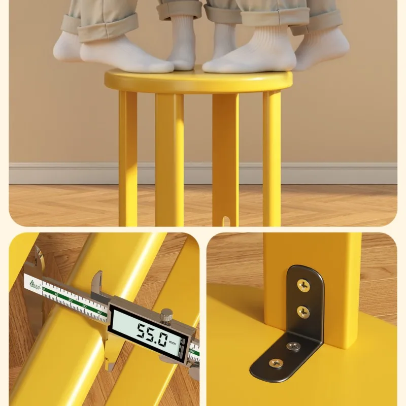 Solid Wood Stool Household Stackable New Living Room Dopamine Creative Round Stool Stacking Stool Colorful Storage Spare Stool image 4