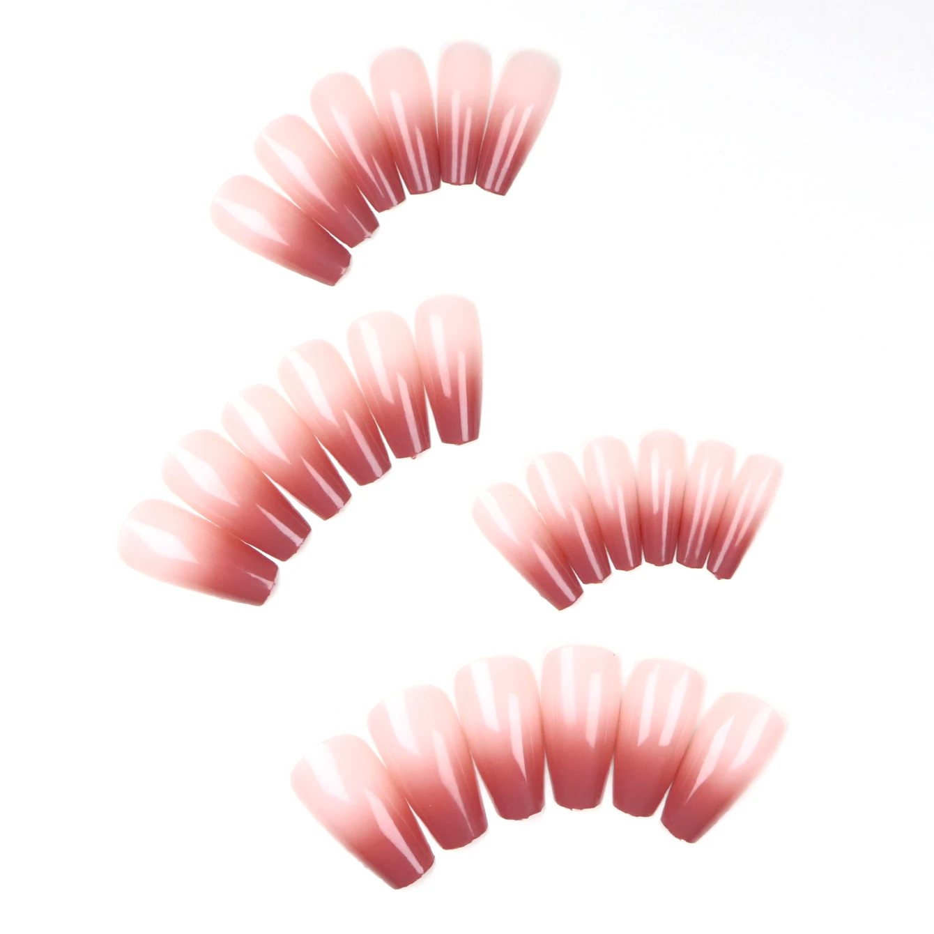 24 قطعة مربعة متوسطة الضغط على الأظافر أظافر صناعية متوسطة الحجم برتقالية متدرجة تغطية كاملة من الأكريليك ملمع أظافر صناعية