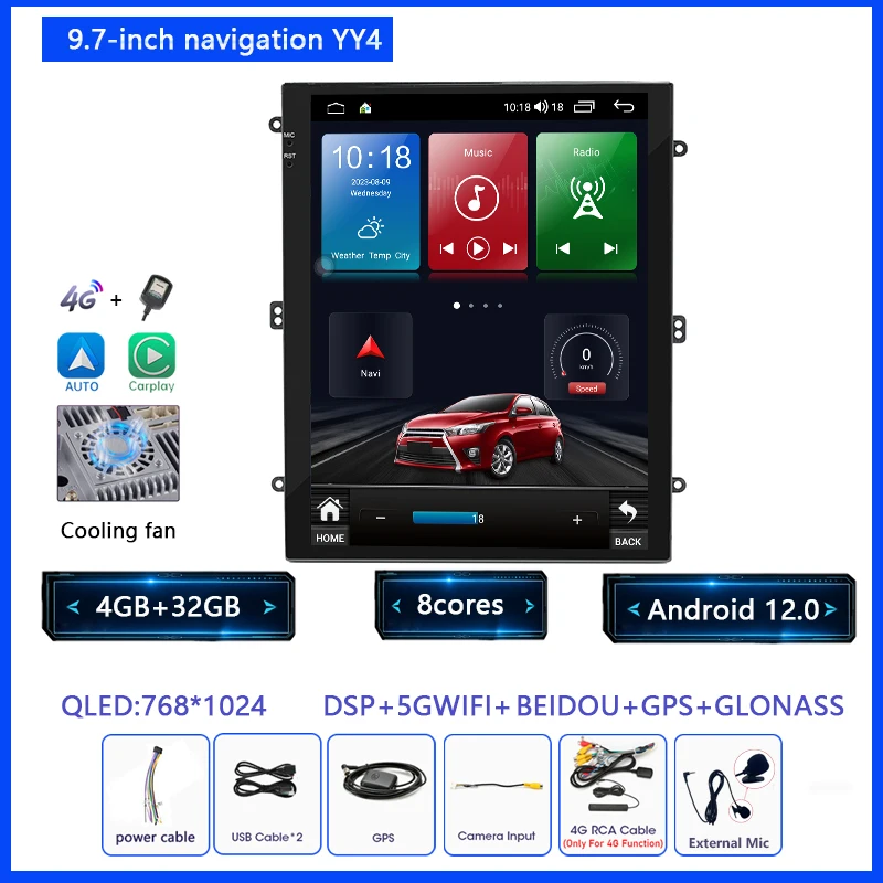 KNOWRO 9.7Inch Android 12 Carplay Auto 8 Core DSP Voor Nissan Autoradio Multimedia Video Player Navigaion 2Din