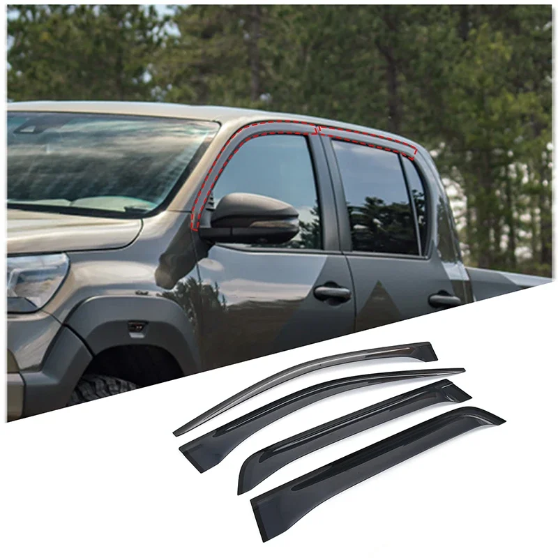 4 PCS Window Visor For Toyota Hilux 2022 High Quality ABS Black Sun Rain Guard Deflector Windshield Accessories