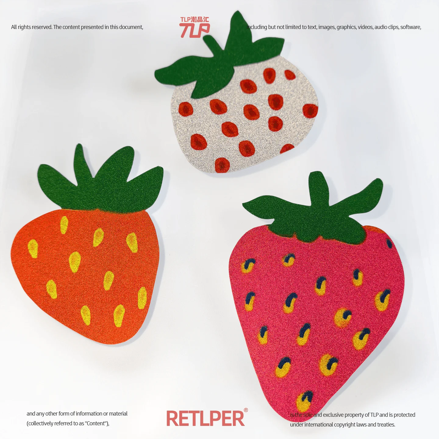 Retlper Hollow-Out Car Sticker Original Three Strawberries Cute Food-Themed Design Waterproof Decorative Flat for Cars and Motos