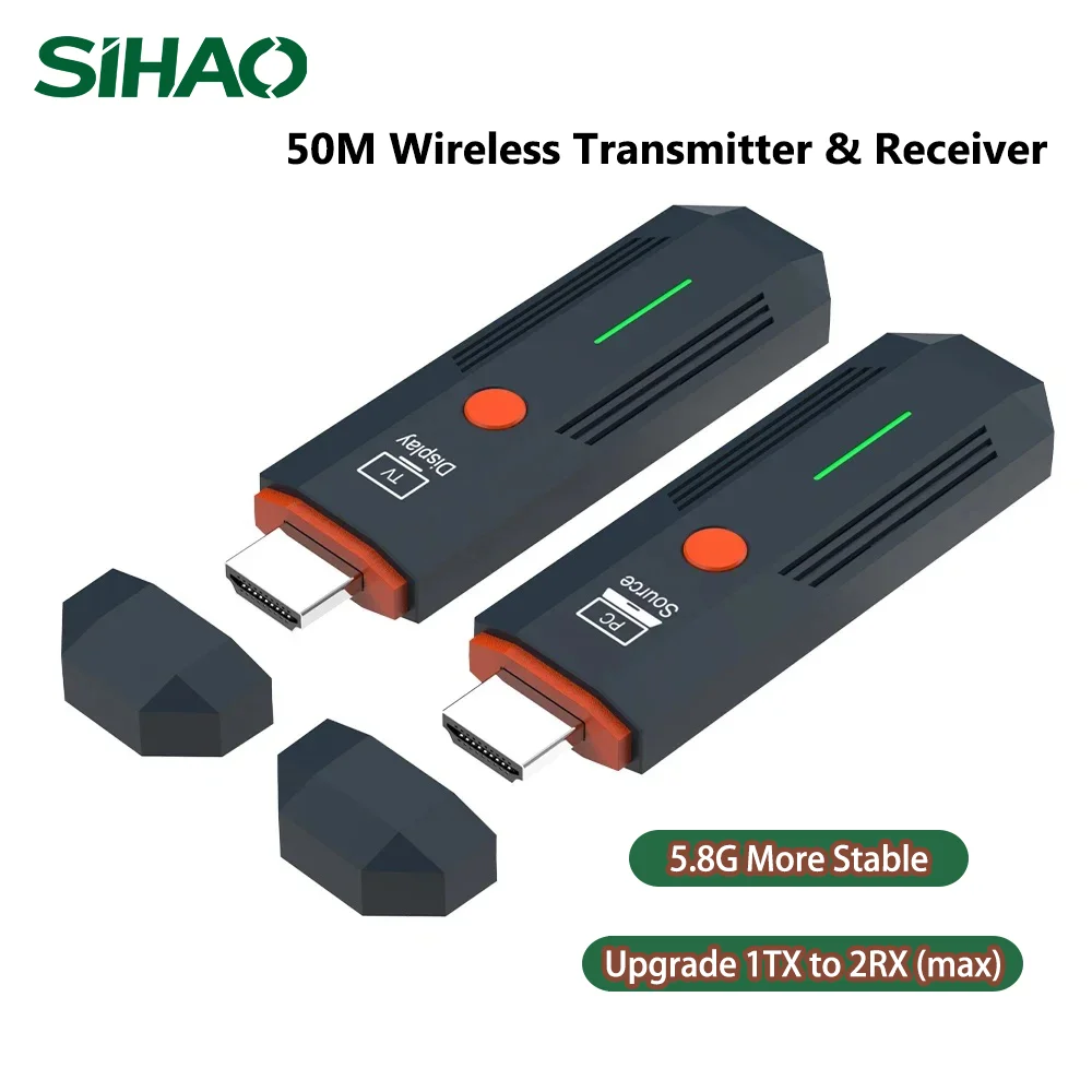 

SIHAO Wireless 50M HDMI-Compatible Video Transmitter and Receiver TV Stick Dongle Adapter for PC/Laptop/Monitor/TV/Projector