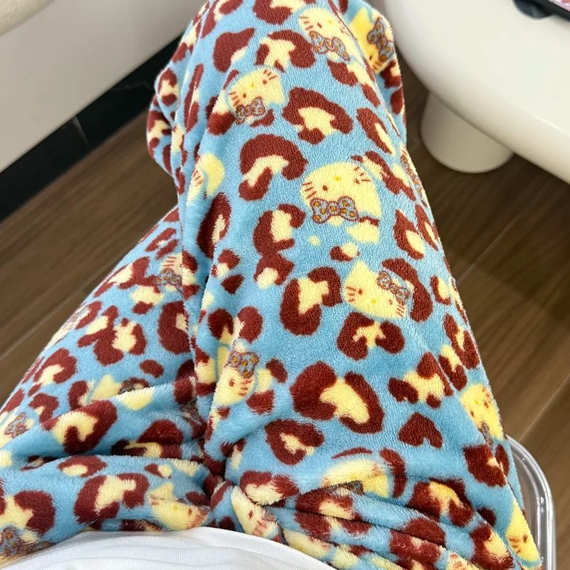 

Sanrio Y2K Hello Kitty Women's Pajama Pants Kawaii Cartoon Winter Sleeping Pants Flannel Sleepwear Trousers Casual Homewear New