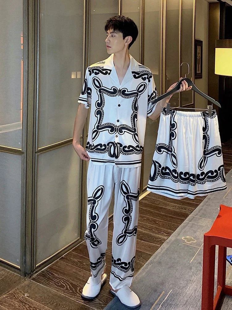 ice-silk-sleepwear-set-for-men-summer-three-piece-suit-long-pants-short-sleeve-comfortable-home-clothes-outfit