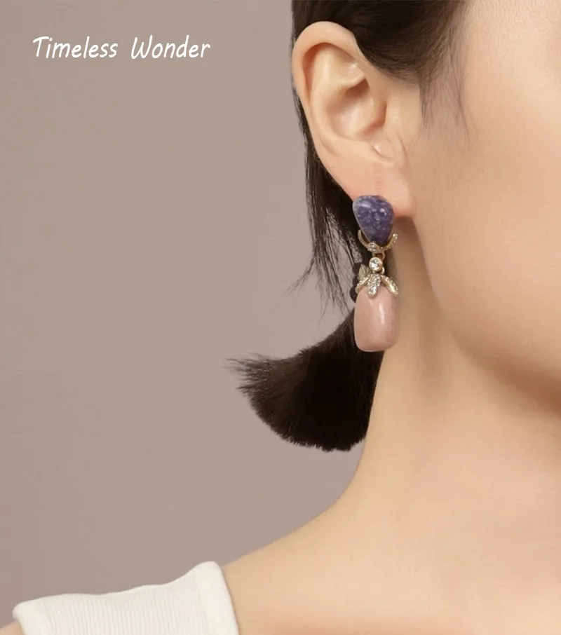 Timeless Wonder Fancy Zircon Geo Stone Stud Earrings Women Designer Jewelry Trendy Gift Top Classy Simple Neat Party 5133