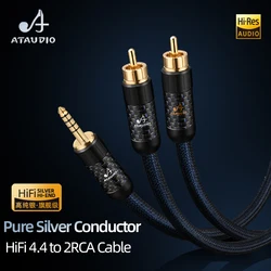 Nowy kabel audio HiFi 4,4 mm do 2RCA z czystego srebra, pozłacany, zbalansowany, gniazdo 4,4 mm na męski 2RCA do odtwarzacza CD HiFi