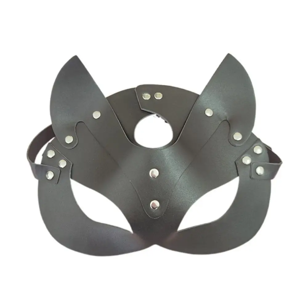 Máscara de zorro para Cosplay de Halloween para mujer, máscara de media cara de gato de cuero PU para fiesta, disfraz de Animal Sexy, accesorios de actuación para mascarada, 1x