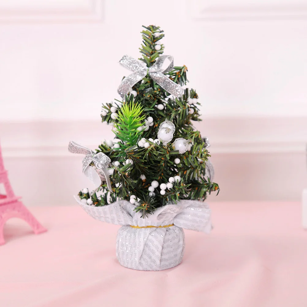 شجرة عيد الميلاد الصغيرة مع تصميم القوس براعة ممتازة لسطح المكتب وديكور النافذة لفكرة هدية حفلة عيد الميلاد السنة الجديدة #4