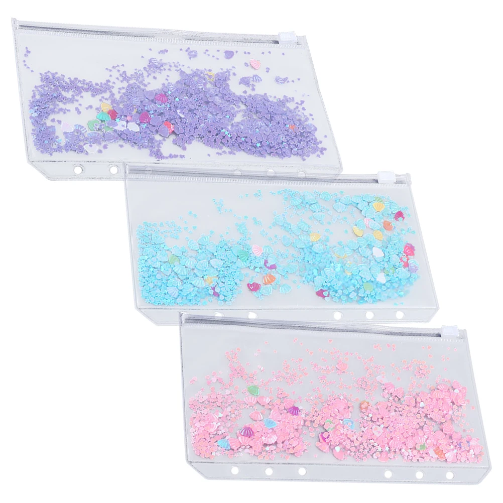 

3 Pcs Documents Bag PVC Clip Book Storage Filing Bags Binder Pouches Zipper Pocket