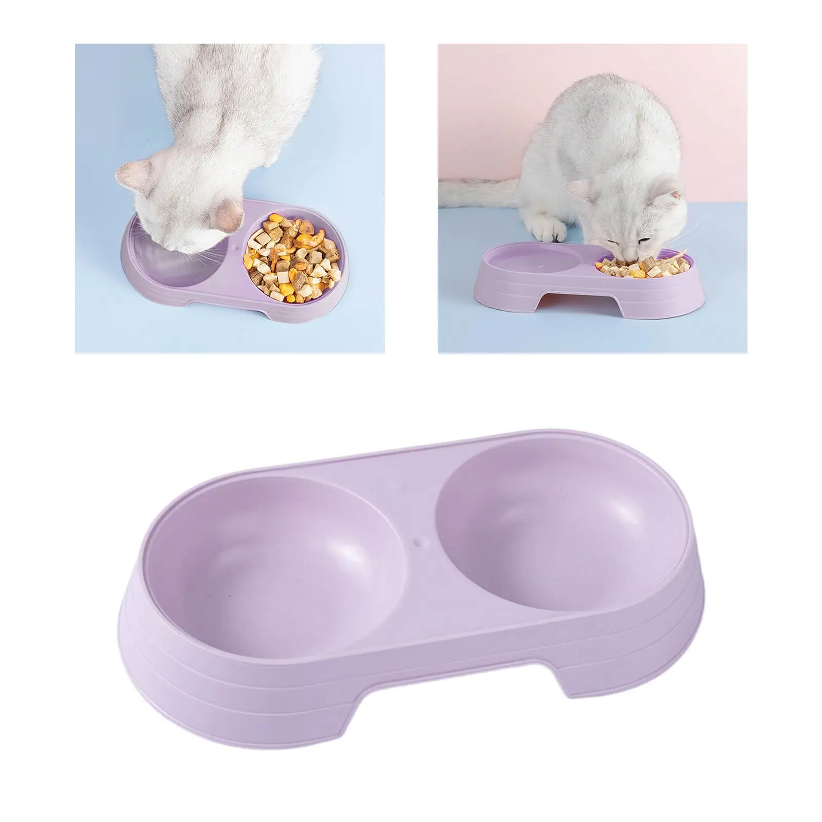 Premium Double Cat Bowls Pet Feeder Pet Supplies Food Dispenser Feeding Dishes for Small Dogs Kitten Puppy Indoor Cats Supplies