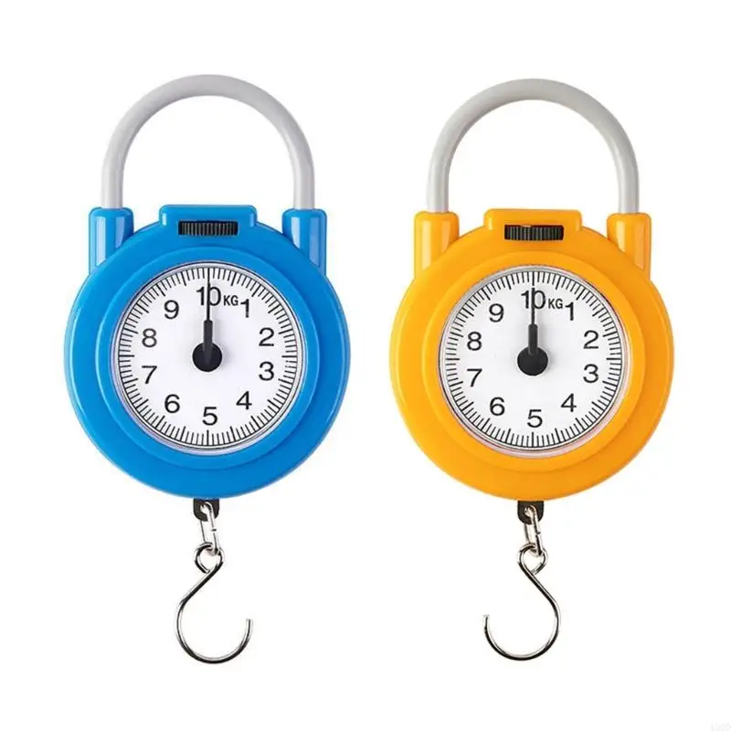 

400D Portable Mini Pointers Hook Spring Hanging Scale 10kg Weighing Scales for Fishing Pocket Luggages Blue/Yellow