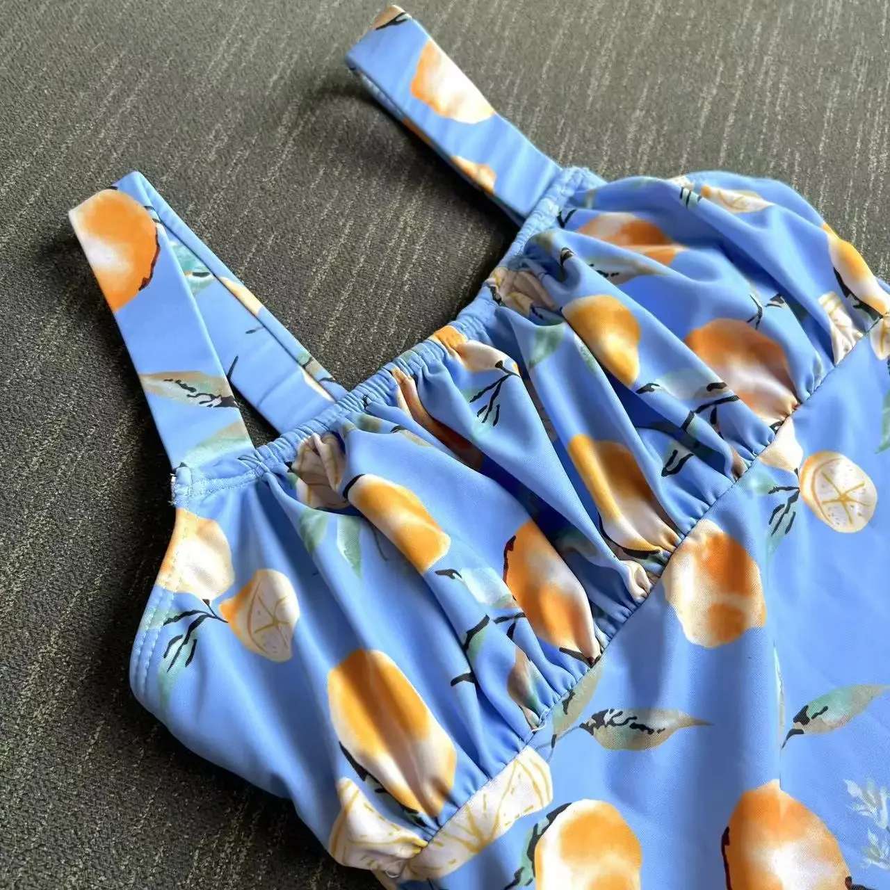 Maillot de bain une pièce plissé, imprimé fruit, sexy, bikini, taille haute, tenues de plage, body, tankini