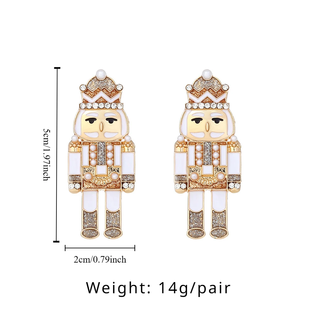 Fashion Metal Cartoon Kingdom Soldier Dangle Earrings for Women New Cute Nutcracker Design Jewelry Party Accessories