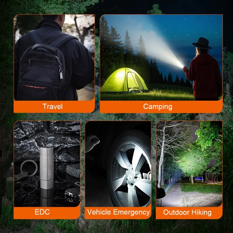 Titanium Alloy Emergency Flashlight Rechargeable Keychain Light with Necklace Outdoor Survival EDC Tool Pocket LED Strong Light - Image 4