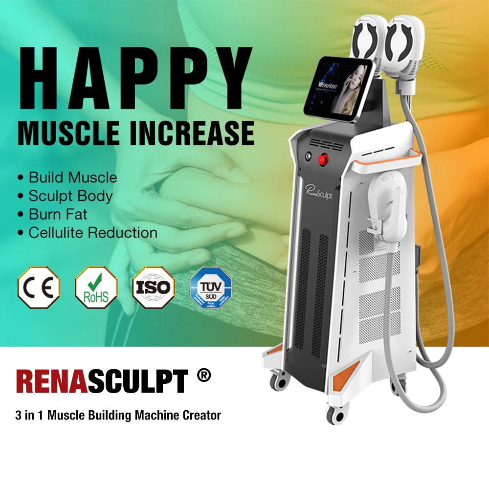 

Renasculpt RF 5000W Ems Sculpting Machine, Electromagnetic muscle stimulation, 15 Tesla 4/5 Handles