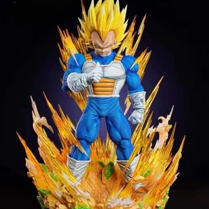 

37cm Dragon Ball Cs Vegeta Anime Figures Gk Goku Demonize Super Saiyan Statues Around Anime Scenes Pvc Model Ornament Toy Gifts