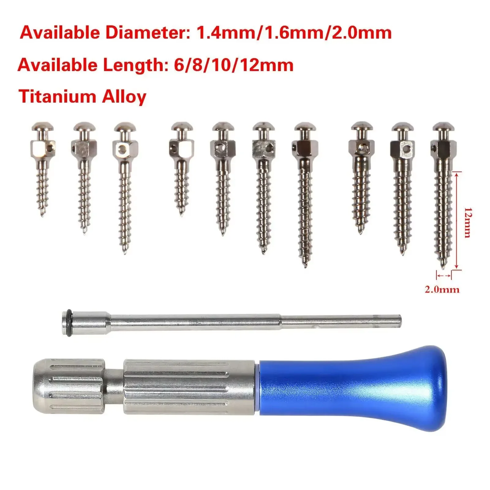Dental Orthodontic Implant Mini Micro Screw Driver Wrench key Self Drilling Tool+10PCS  Micro Titanium Mini Implant Screws