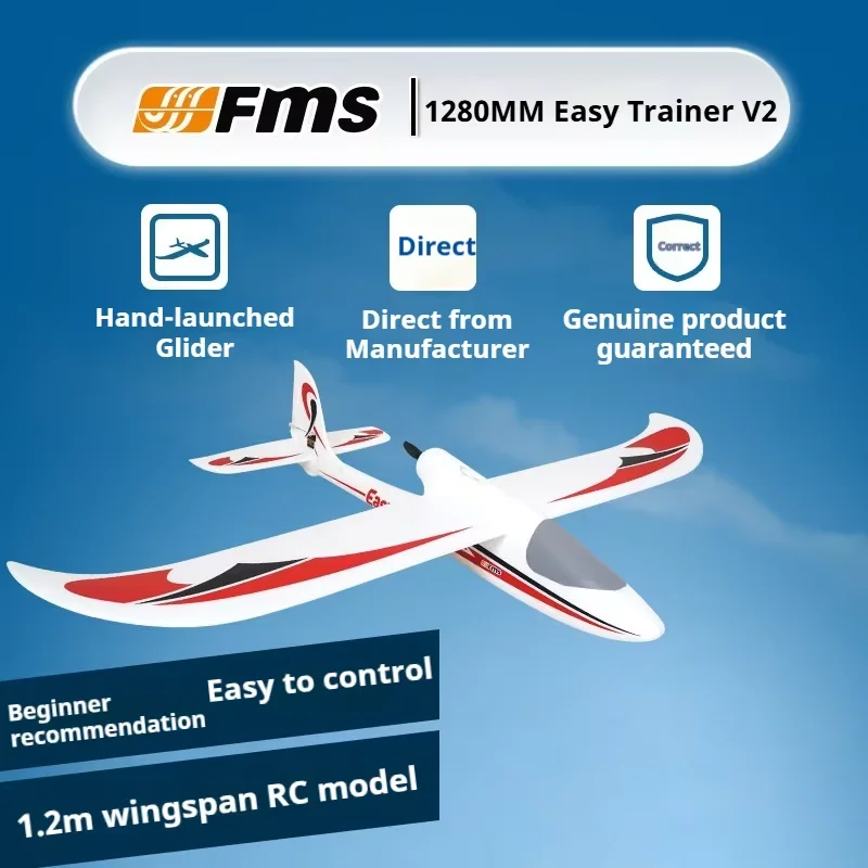FMS 1280mm Easy Trainer V2 Tourist RC Airplane Fixed Wing Foam Glider 4CH MODE2 PNP For Beginner 4CH RC Plane MODE2 PNP / RTF