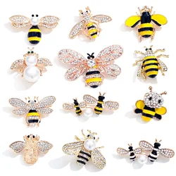 1Pc Honey Bee Brooch Pins Bag Clothes Lapel Pin Cute Insect Pins with Faux Pearl Fashion DIY Jewelry Making Gifts