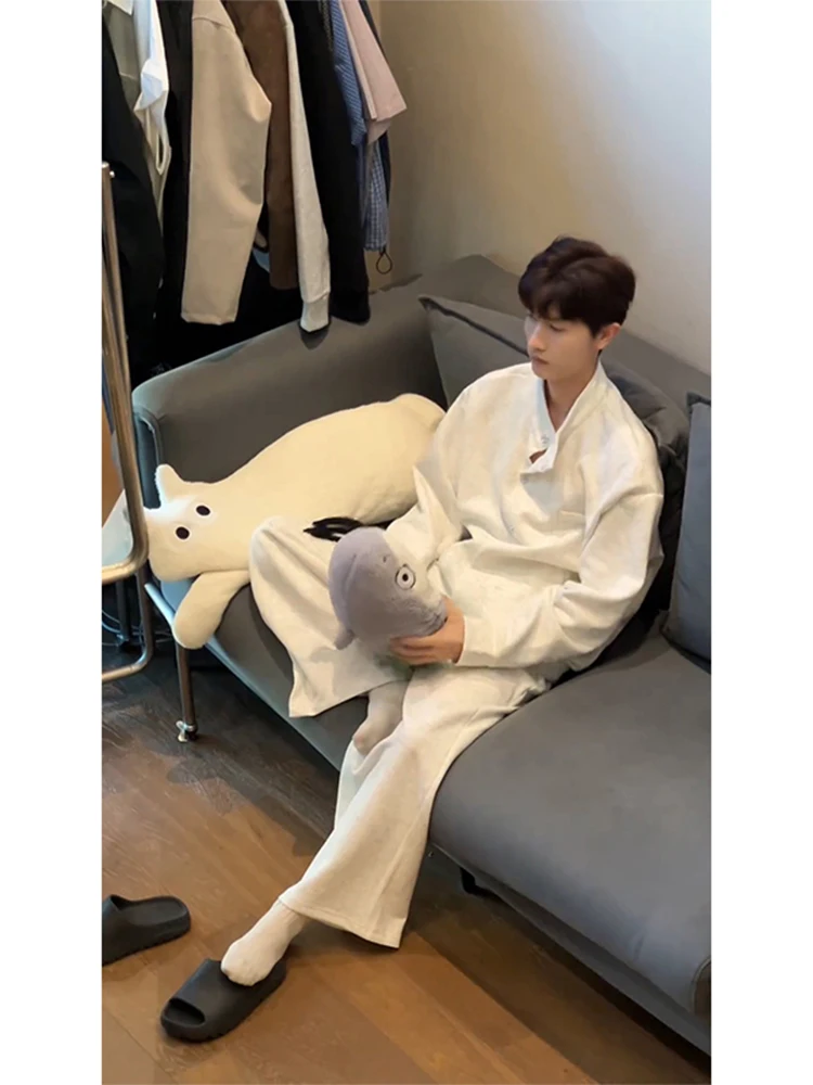 

Крутой мужской свитшот и брюки, комплект из двух предметов в американском стиле ретро, осенний комплект Ootd Faionable для подростков, длинный свек