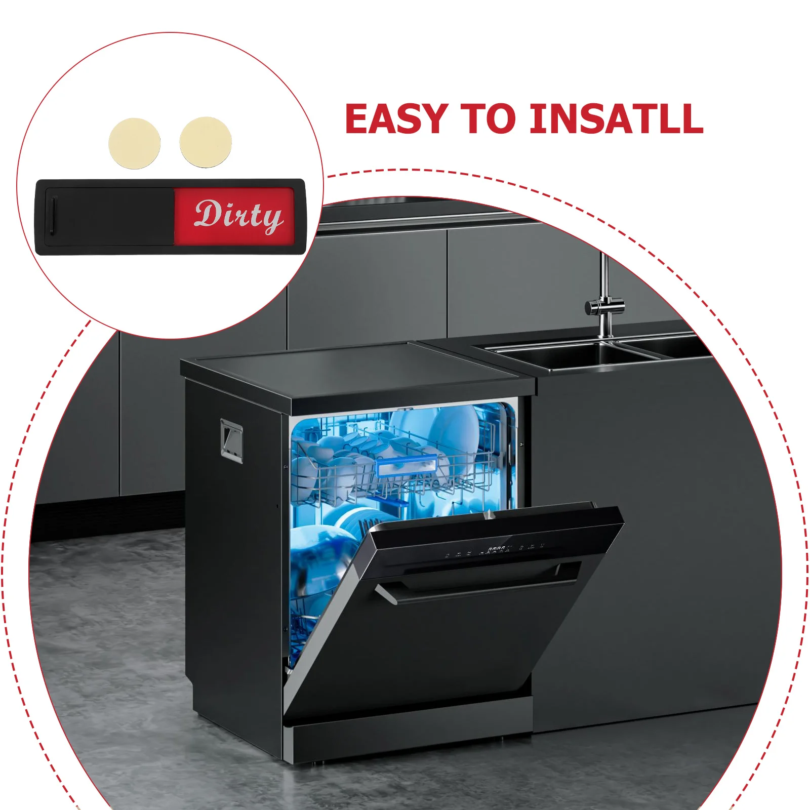 Dishwasher Clean Dirty Sign Magnetic Indicator Sign Attractive Design Efficient Tracking Kitchen Gadgets Home Cleaning