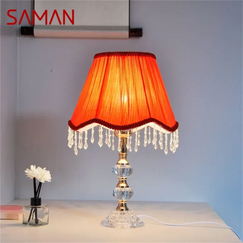 

SAMAN Современная Роскошная Хрустальная Настольная Лампа Светодиодная Мода Искусство Гостиная Спальня Кабинет Детская Комната Вилла Отель Домашний Свет