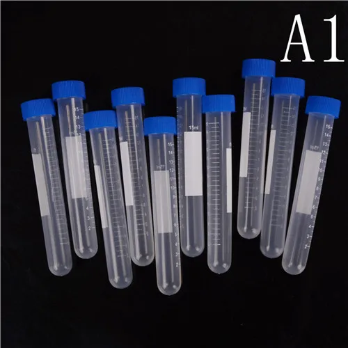 10X 15mL Plastic Centrifuge Test Tube Vial Container Self Standing Screw Cap