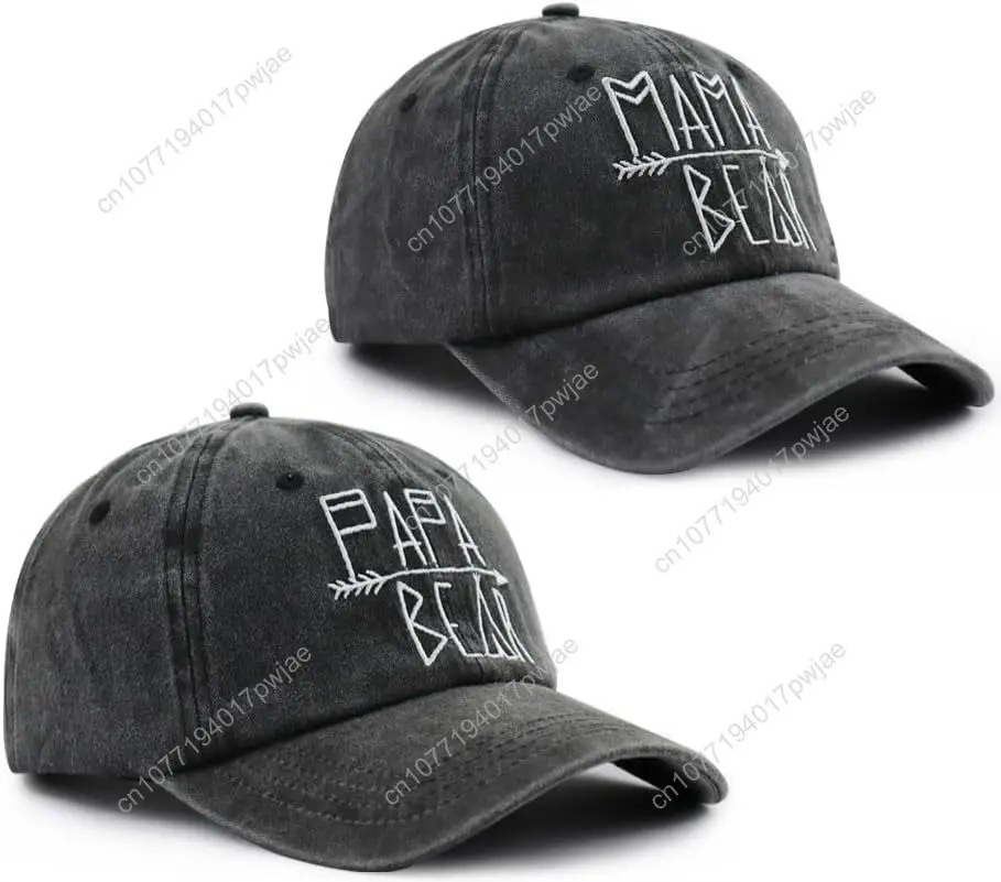 KKMKSHHG Унисекс Джинсовая шапка Mama Bear Регулируемая бейсболка из потертого хлопка для папы