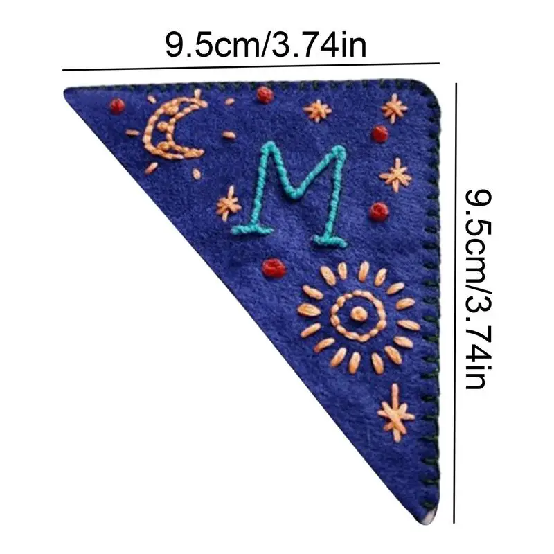 Triangle Corner Bookmark Handmade Stitched Triangle Corner Embroidery Bookmarks Hand Stitched Corner Moon Bookmark For Women Men