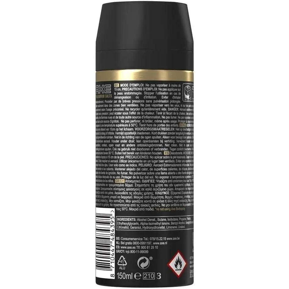 Pack 6x150ml - ax deodorant men gold spray 48h