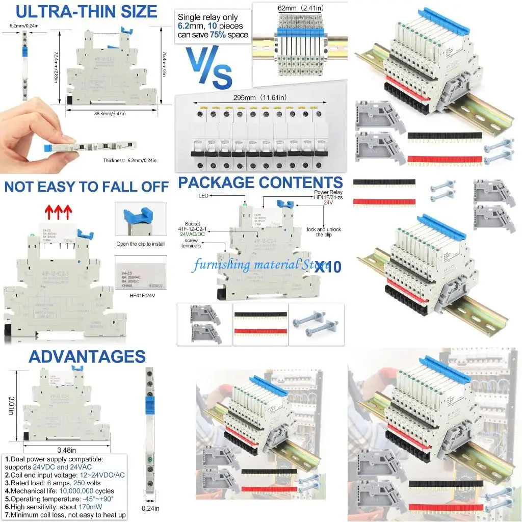 

Y5GD Industrial Relays Set 24V Accessories Included Switching Compacts