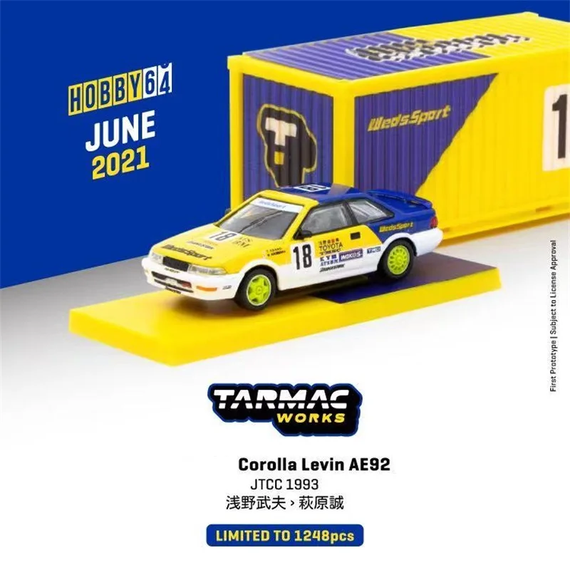 

Tarmac работает 1:64 Corolla Levin AE92 JTCC 1993 Racing w/контейнер