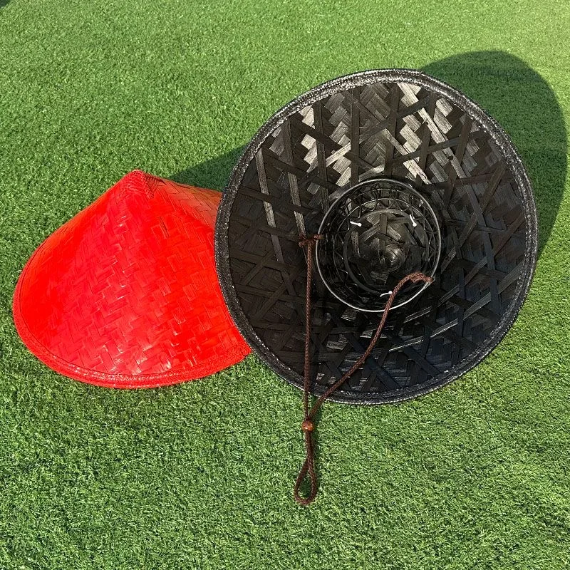 

Шляпа из бамбукового плетения в китайском стиле, кунг-фу, ниндзя, шаолинь, японский самурай, косплей, восточный головной убор, соломенная кепка, черный, красный