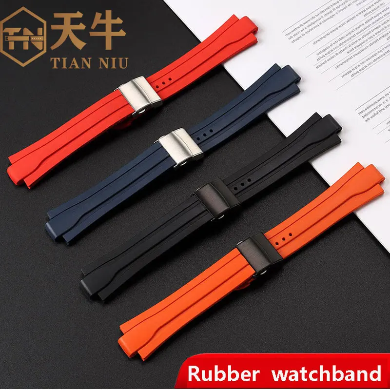 24*12mm Convex Waterproof Rubber Watchband Silicone Strap for Oris Watch 7740 7730 Diving Sport Folding buckle Bracelet  Strap