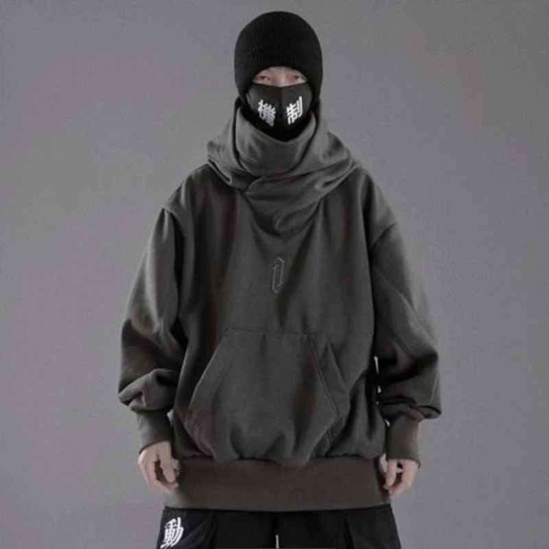 Mit Hut Hoodies Männer plus Samt dicke Persönlichkeit Kapuze All-Match Streetwear gemütliche schicke Hip-Hop einfache schöne amerikanische Stil