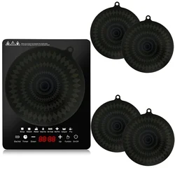 4Pcs Silicone Induction Cooktop Mat Thermochromic Induction Cooktop Protective Cover High Temperature Resistant Protector Pad