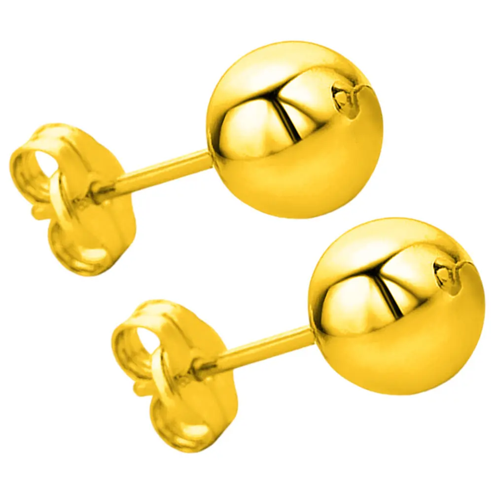 1Pair Copper Ball Stud Earrings for Women Gold Plated Dainty Lightweight Hypoallergenic Daily Wear Elegant Gift for Mother