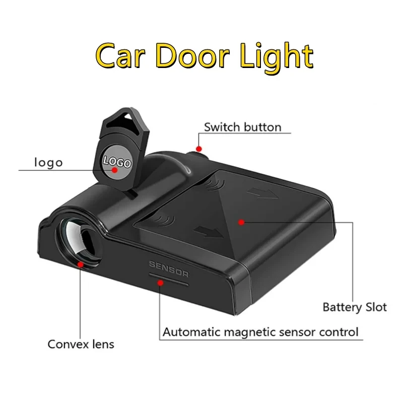 2Pcs Led Car Door Logo Projector Light Ghost Shadow Lamp Flame Horse Logo Universal Wireless