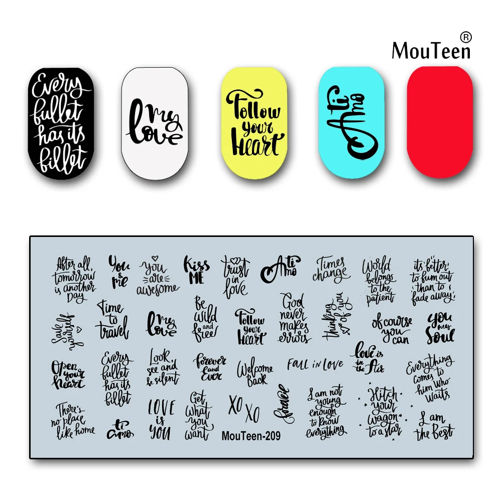 Disney Graffiti letters Nail Stamp Cute Love Art Letters Nail Stamping Plate per Nail Art 4.72*2.36 pollici #209