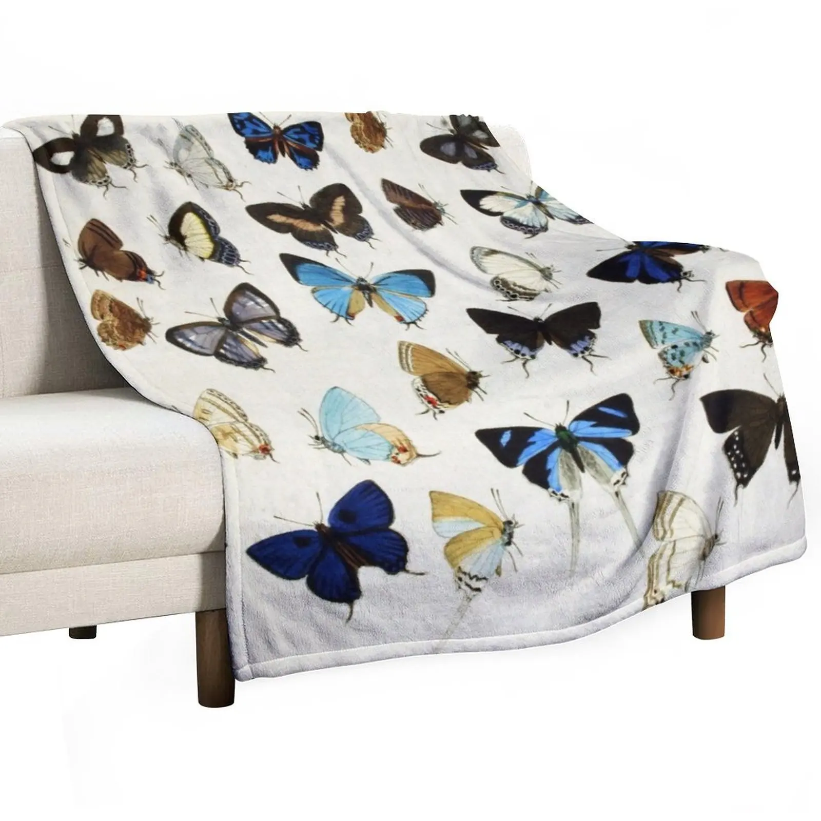 

COLORFUL BUTTERFLIES IN BLUE WHITE Beauty Nature Pattern Throw Blanket Giant Sofa Thermal Weighted blankets ands Blankets