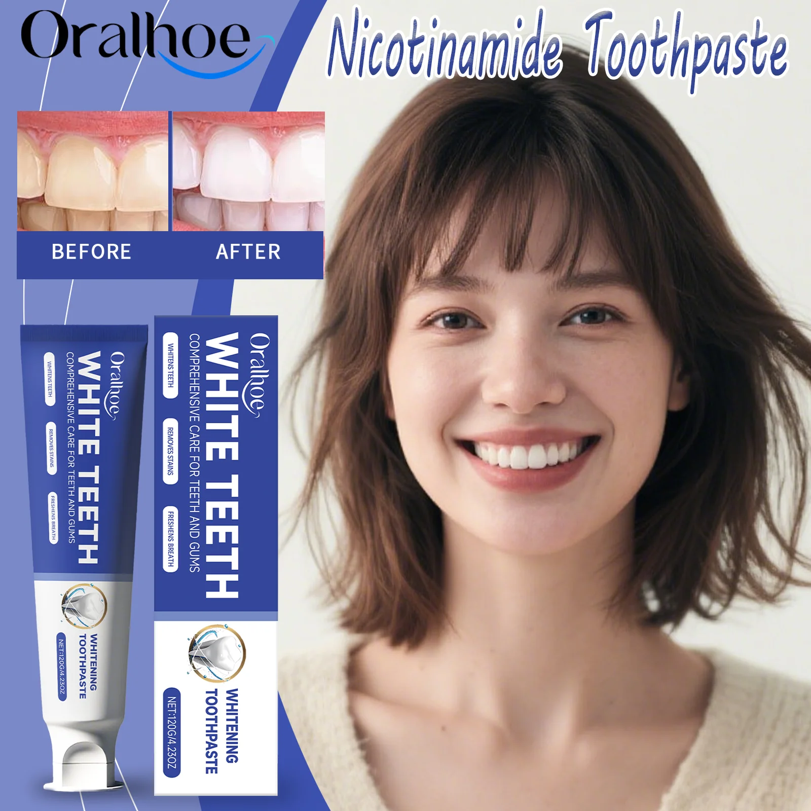 

Зубная паста с никотинамидом в полости рта, удаление пятен, свежее дыхание, уход за деснами, эмаль, прочность с выпечкой соды для ежедневного ухода за полостью рта