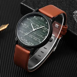 Math Geometry Elements Student Watch Unique Creative Quartz Wristwatches 2024 Multicolor PU Strap Men's Watch relogios masculino