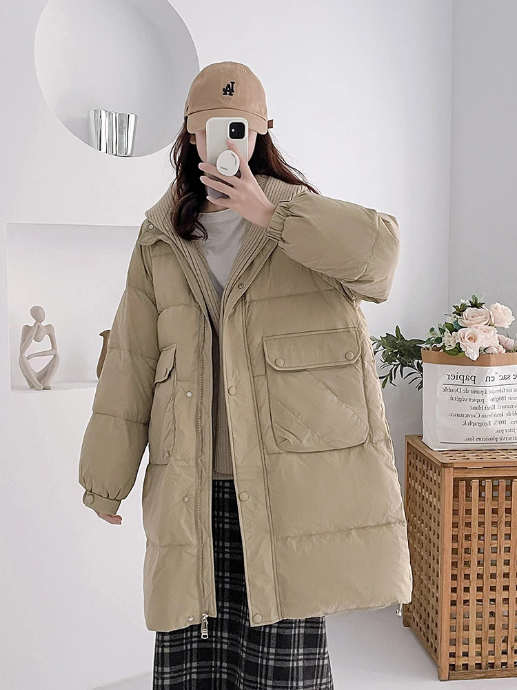 Female Parker 2023 New Fashion Temperament Warm Thickened Women\'s Down Jacket Winter White Duck Down Women\'s Down Jacket