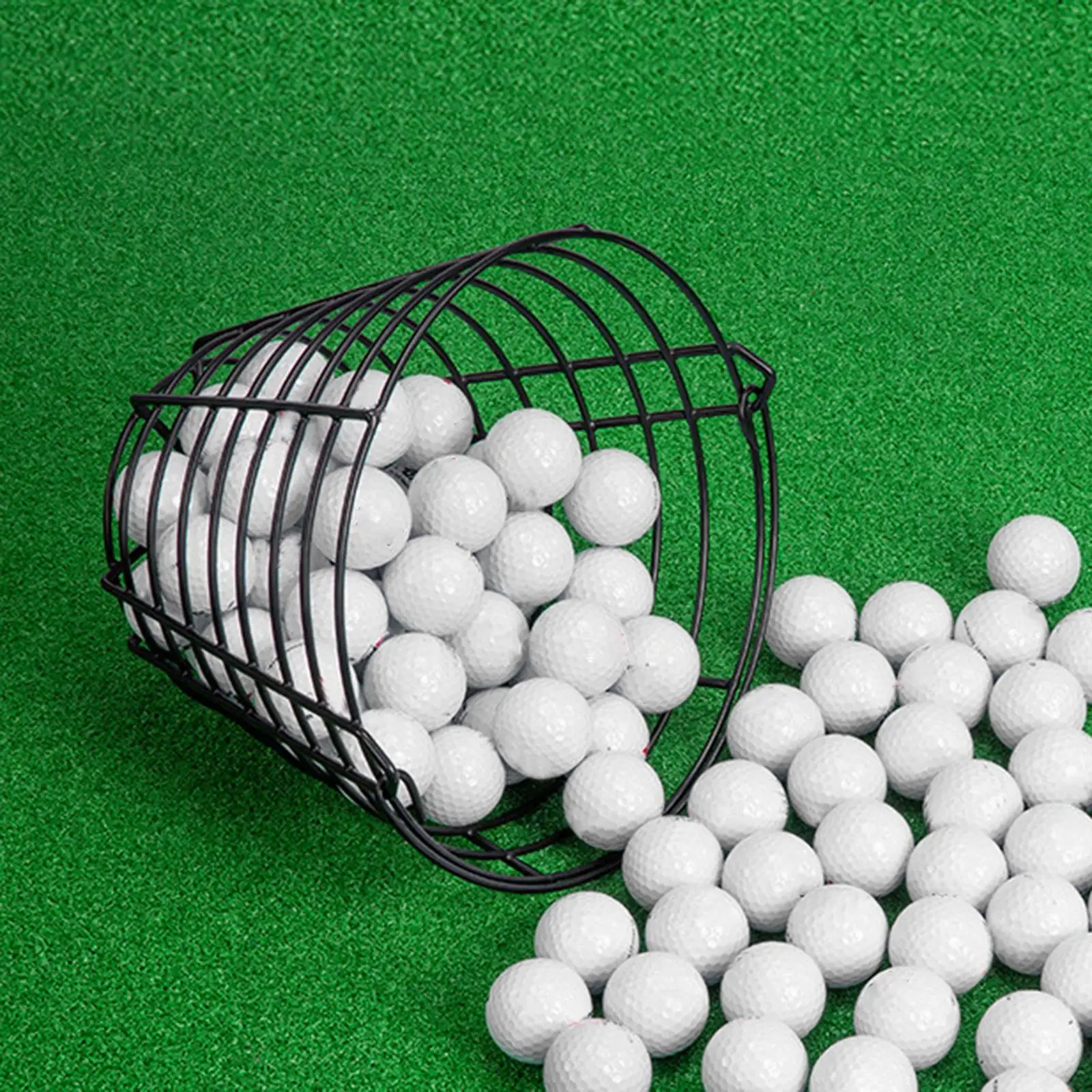 Golf Ball Storage Basket Portable Iron Golf Ball Holder Bucket with Handle for Driving Range Practice Supplies
