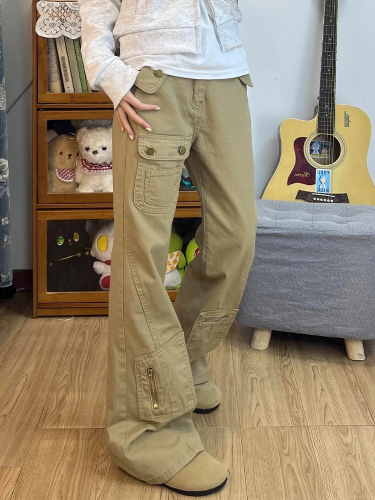 

Khaki American Cleanfit Work Pants Men's Sle Autumn Winter Cool Street Vibe Jeans Flared Denim Trousers Wear Resistant Stan...