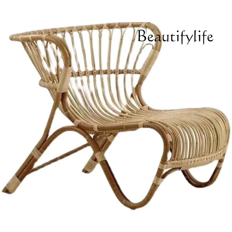 Nordic designer fox chair rattan leisure chair balcony living room single sofa back recliner