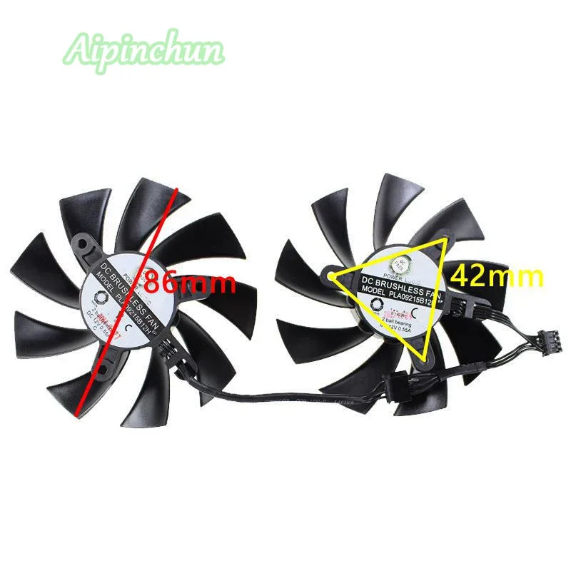 2 peças 86mm pla09215b12h 12v 0.55a 4pin cooler para evga geforce gtx 760 770 780 placa de vídeo gráfica ventilador de refrigeração chumbo curto 32mm