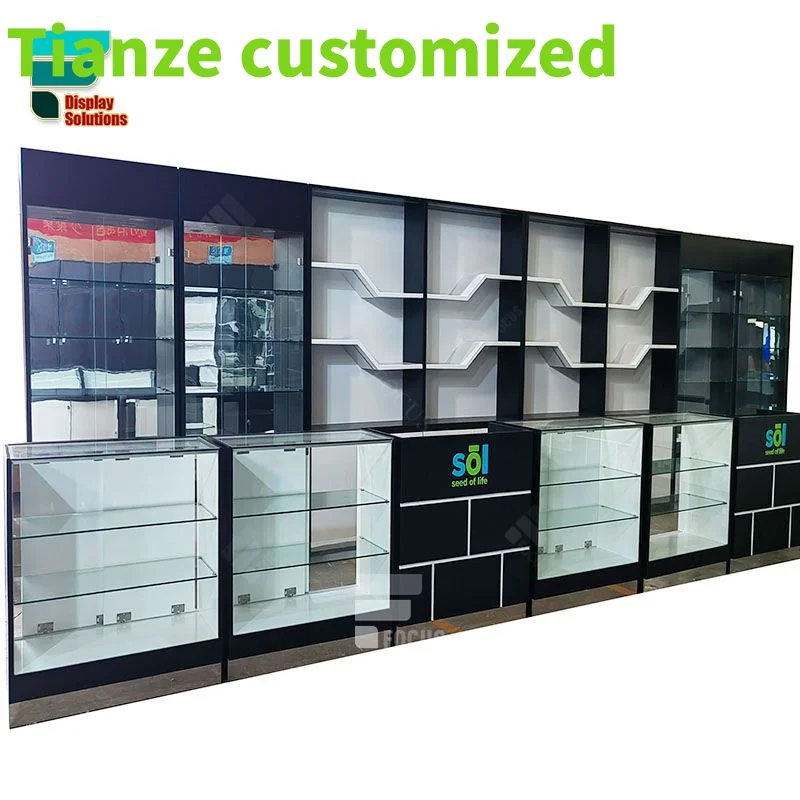 (customized)Retail Display Cabinets Glass Display Shelf Fixture Pharmacy Dispensary Layout Design Shop Display Furniture