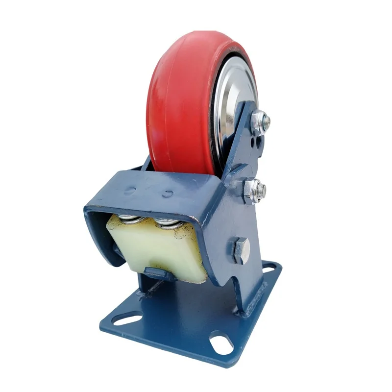 Wholesale Heavy Duty Universal Caster Wheels 4inch 8inch Blue Frame PU Polyurethane Iron Casters Shock Absorption Traction Load